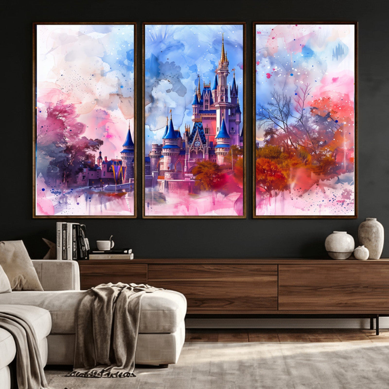 58662-MGV-CV-36X24 - Disney Wall Art: Dreamy Watercolor Cinderella Castle Canvas Print