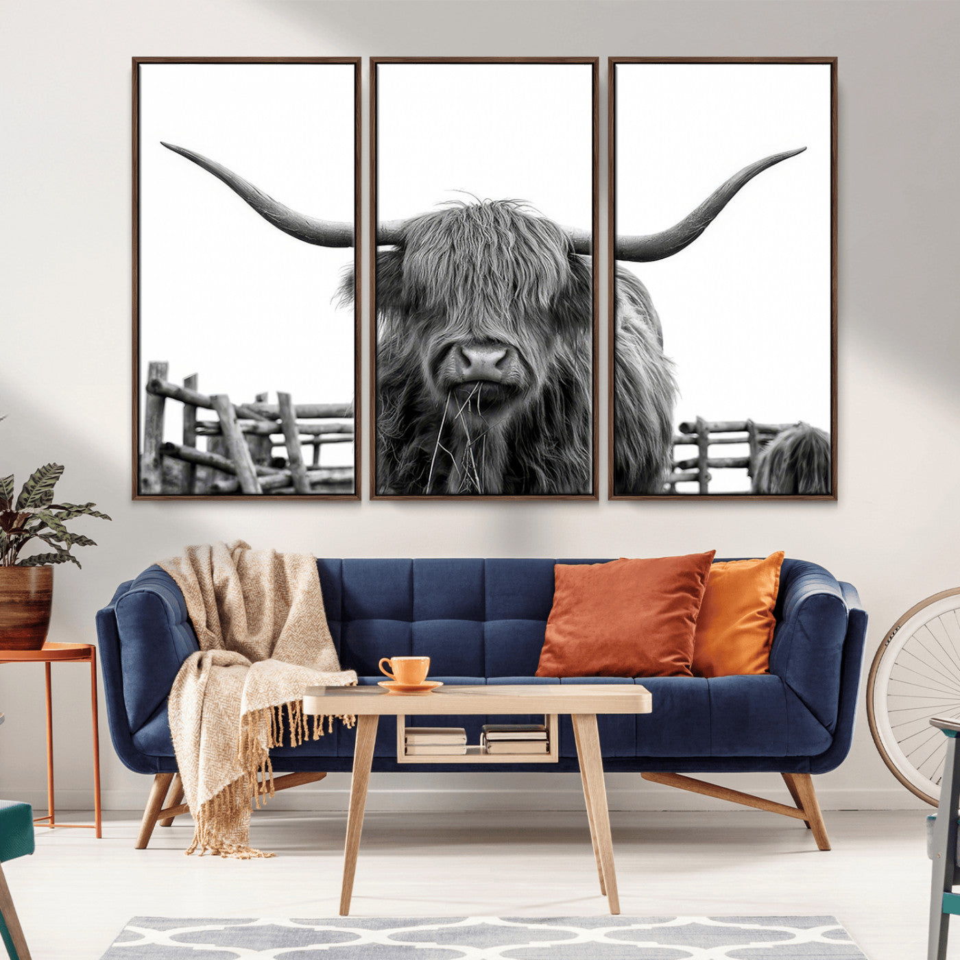MGV-FC-48X32-3P - Longhorn Canvas Print, Bighorn Cow Wall Art Canvas Print