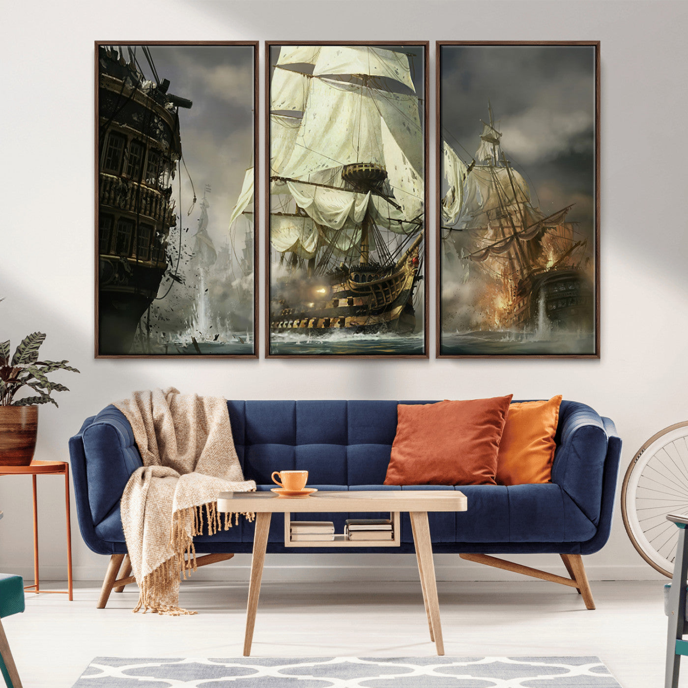 MGV-FC-48X32-3P - Pirate Ship War Wall Art Canvas Print