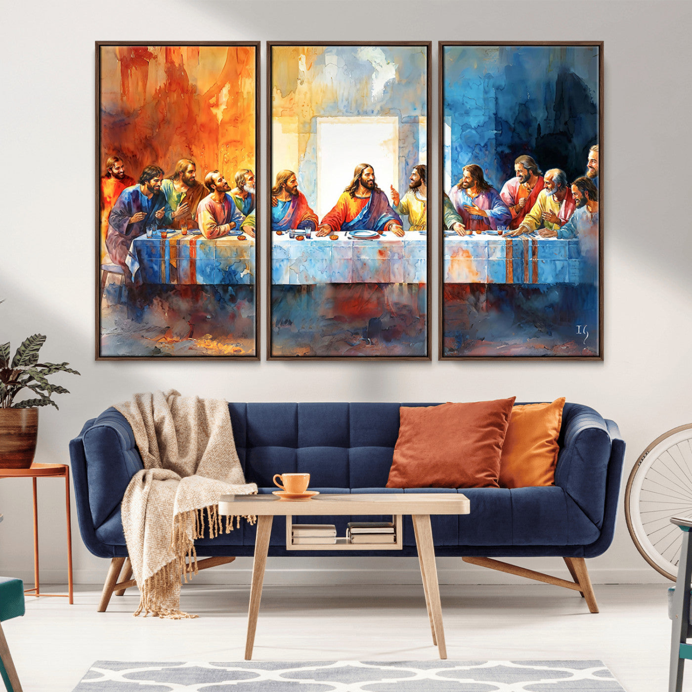 MGV-FC-48X32-3P - Abstract Waterolor The Last Supper Wall Art