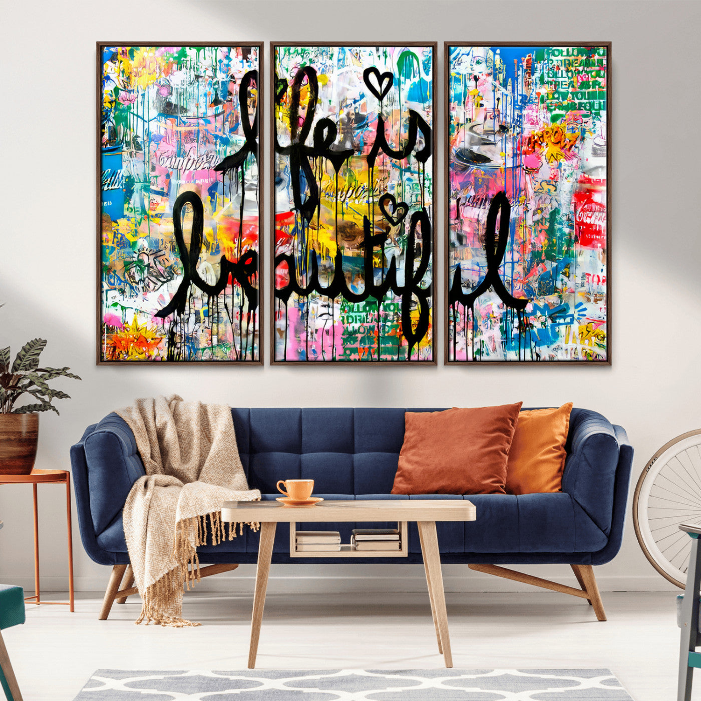 MGV-FC-48X32-3P - Life Beautiful Wall Art Canvas Print | Graffiti Wall Art Canvas Print