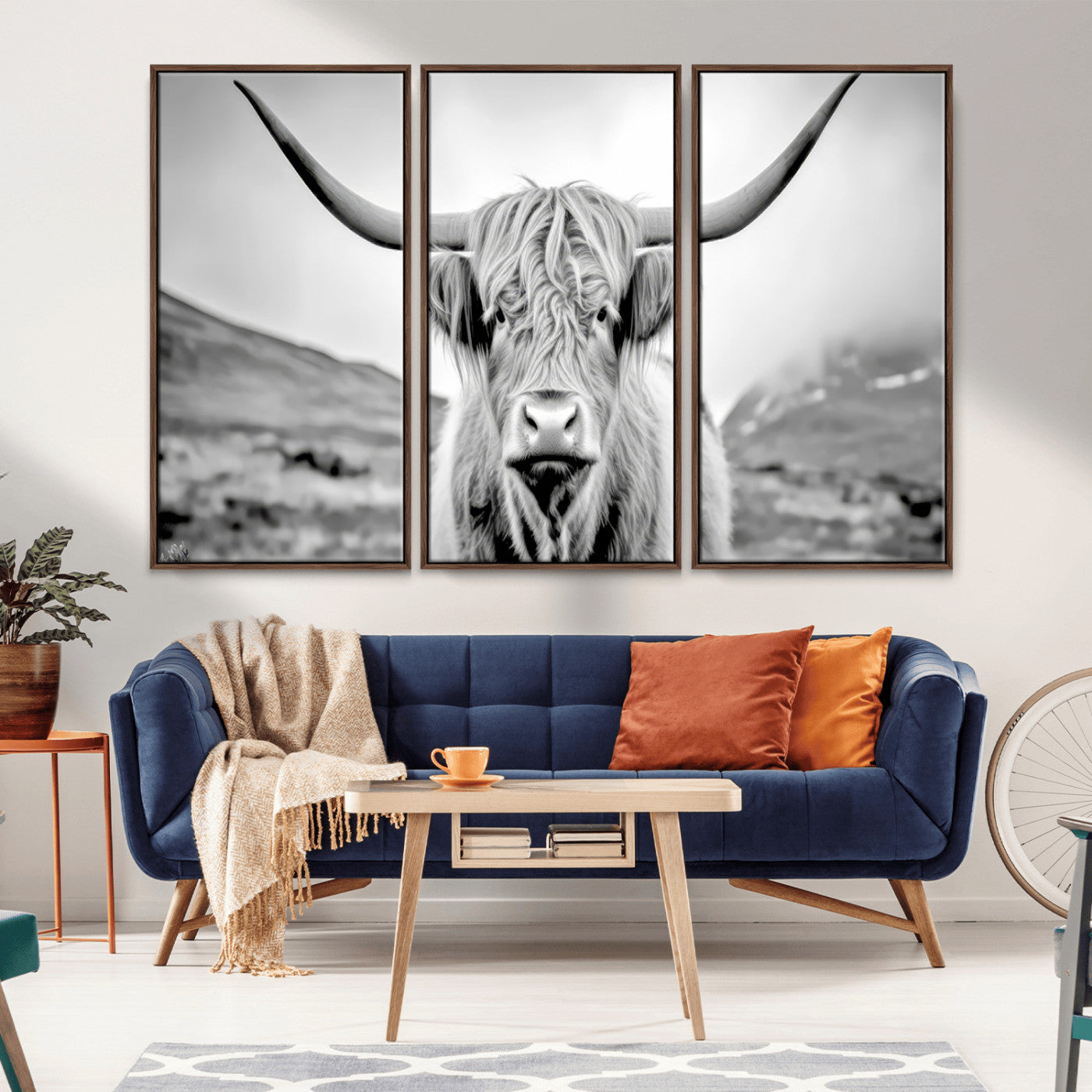 MGV-FC-48X32-3P - Scottish Cow Wall Art Canvas Print
