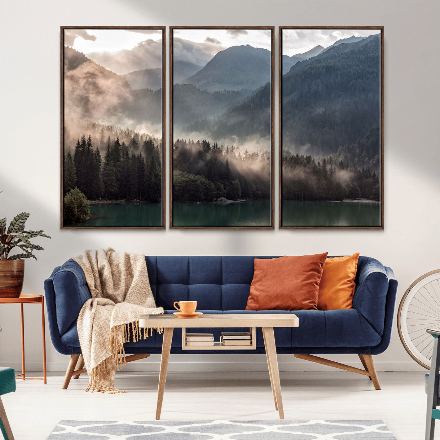 MGV-FC-48X32-3P - Foggy Mountain Canvas Print Forest Wall Art