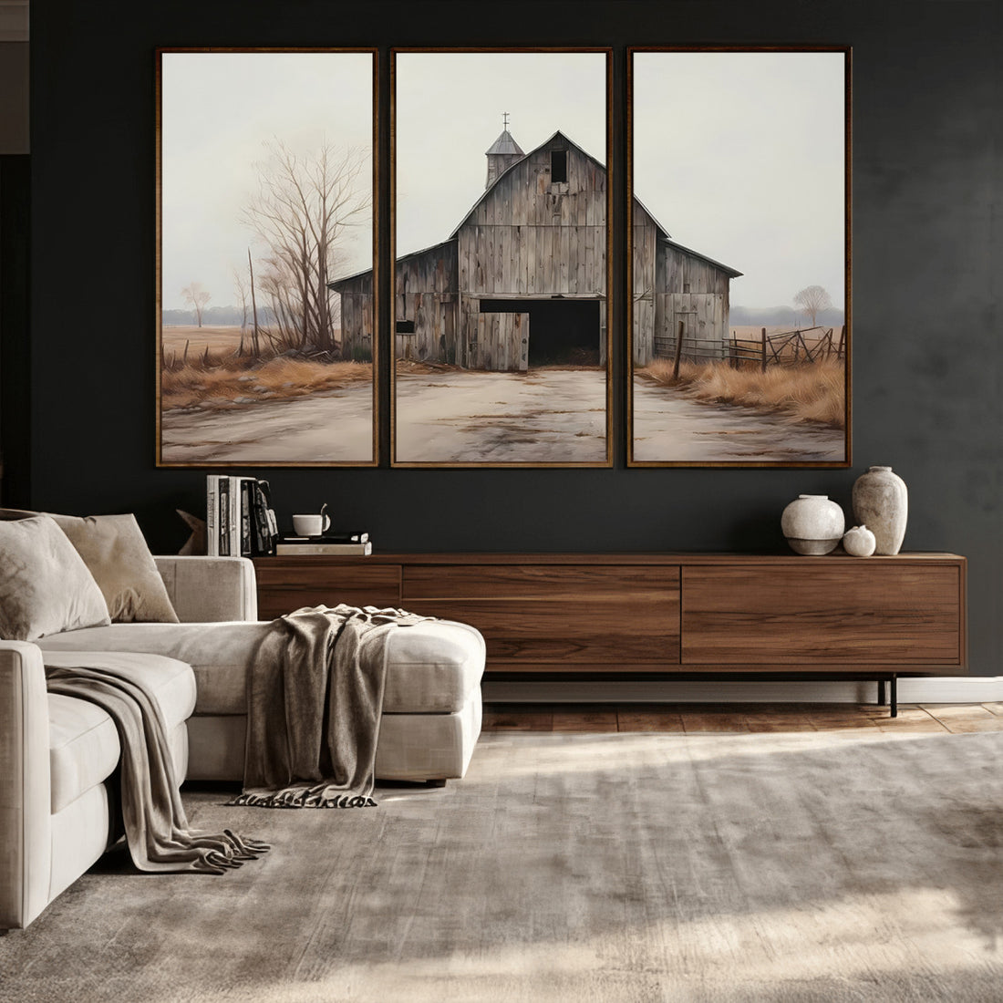 Farmhouse Rustic Barn Wall Art Canvas Print, Framed and Ready to Hang