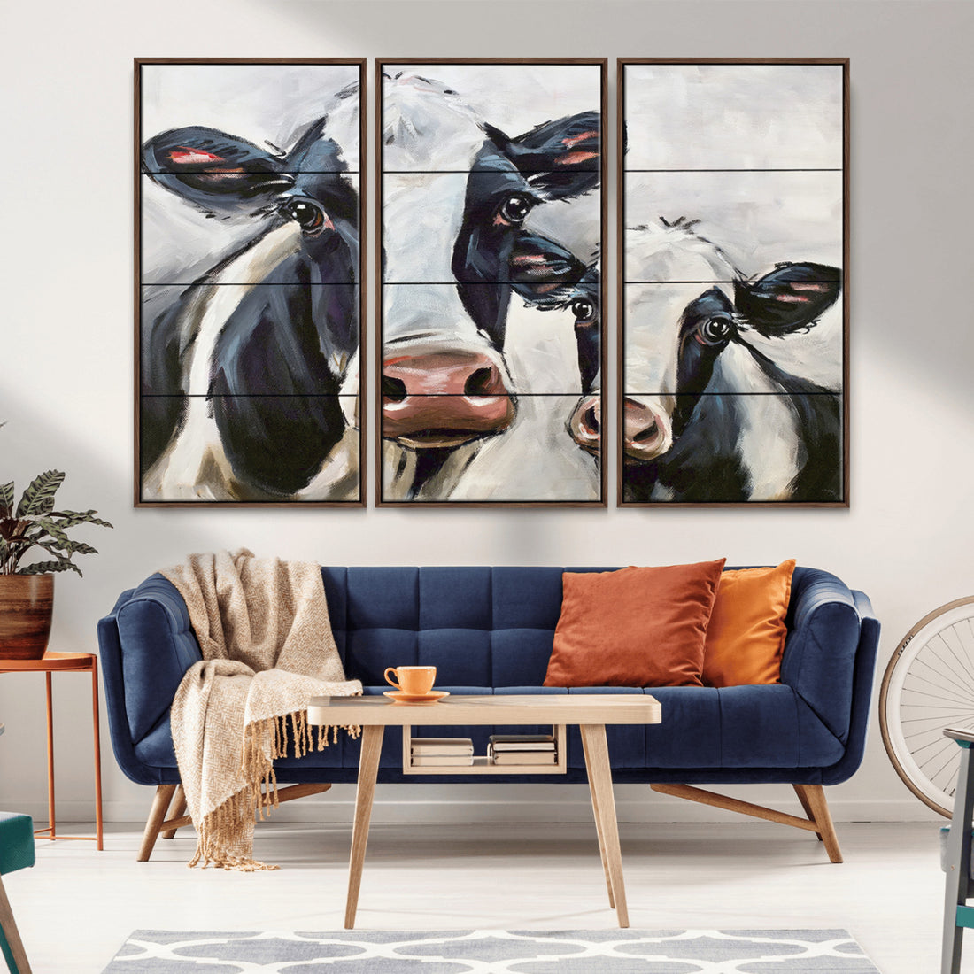 Vintage Baby and Mom Cattle Wall Art Canvas Print