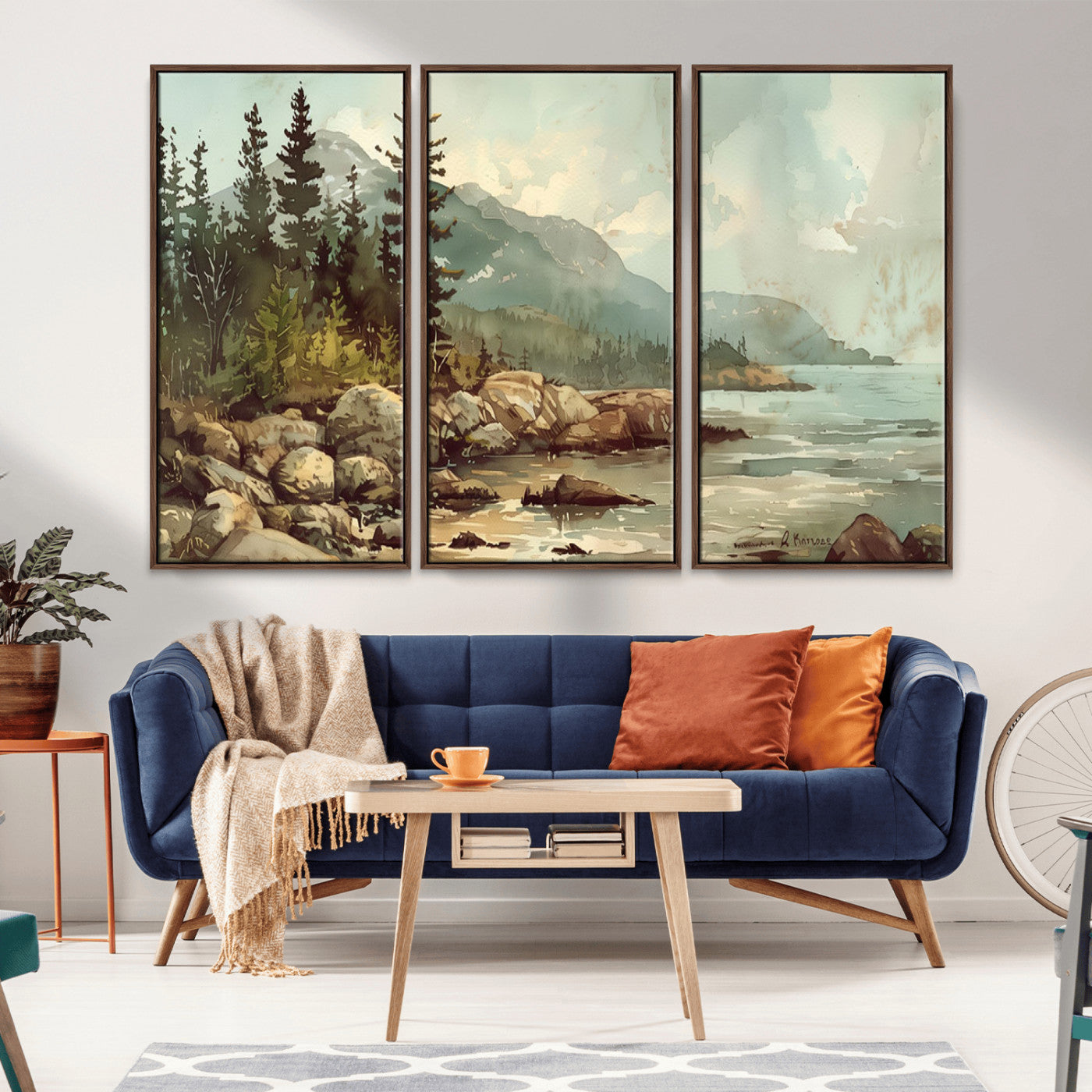 MGV-FC-48X32-3P - Abstract Acadia National Park Wall Art Canvas Print - Stunning 3-Panel Wall Art Canvas Print, Framed, Ready to Hang