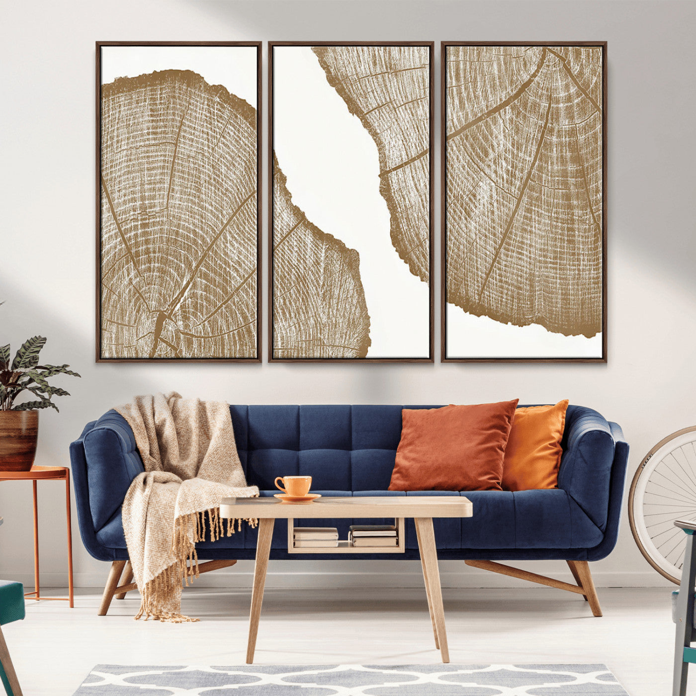 -Rustic Brown Tree Ring Wall Art Canvas Print – Framed and Ready to Hang – Elegant Nature-Inspired