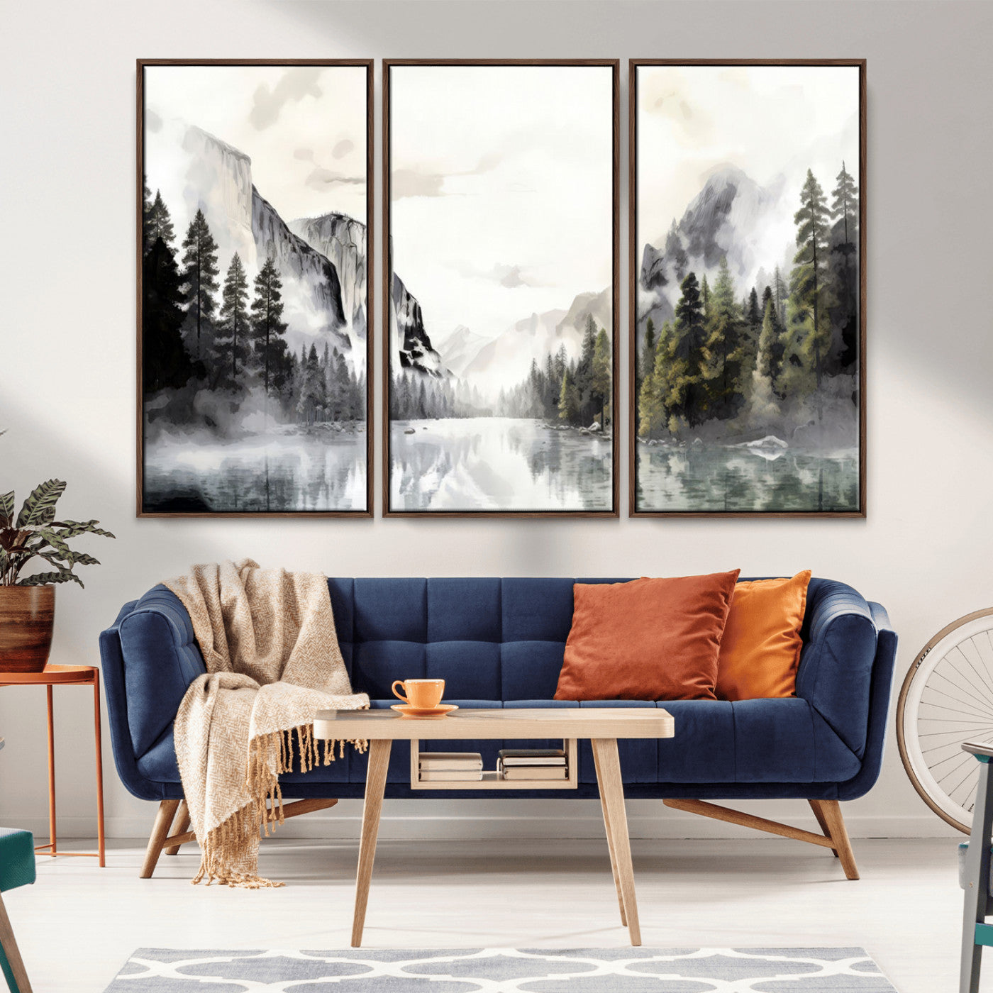 MGV-FC-48X32-3P - Yosemite Valley Wall Art Canvas Print – Framed and Ready to Hang – Majestic Nature Landscape Décor