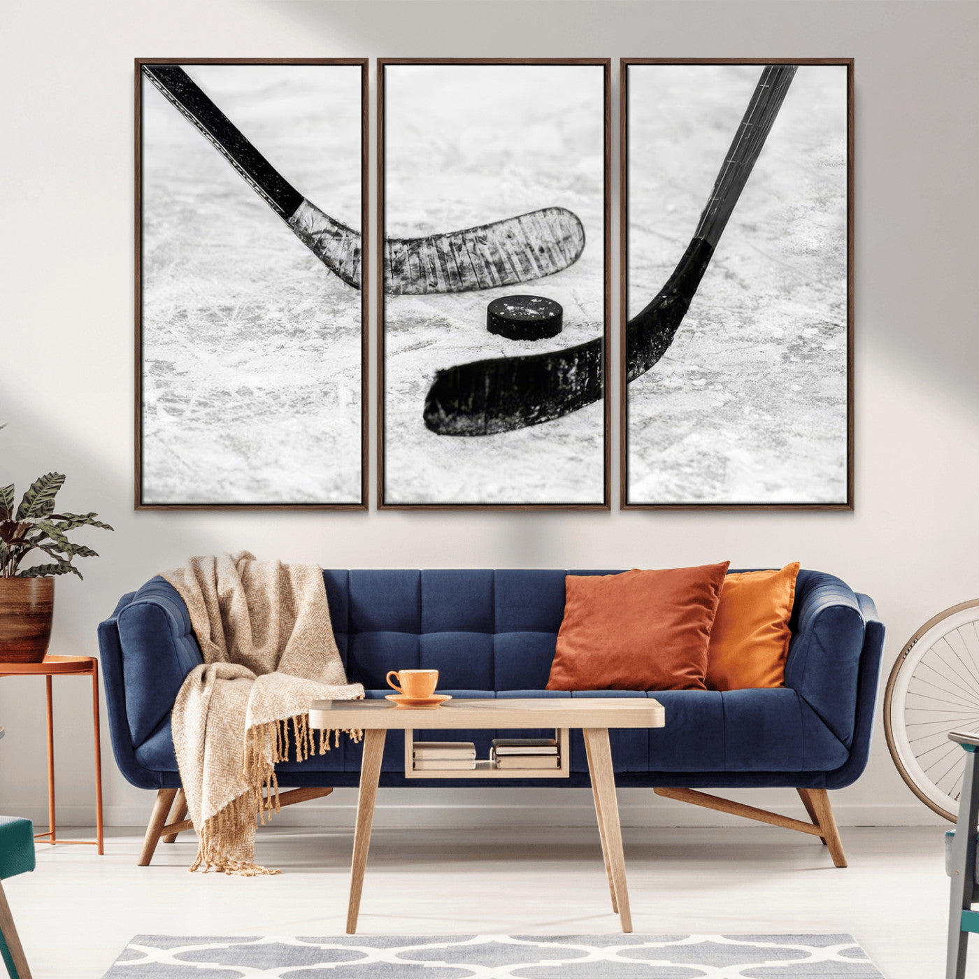 MGV-FC-48X32-3P - Winter Ice Hockey Sport Canvas Wall Art Print - Hockey Wall Art Print