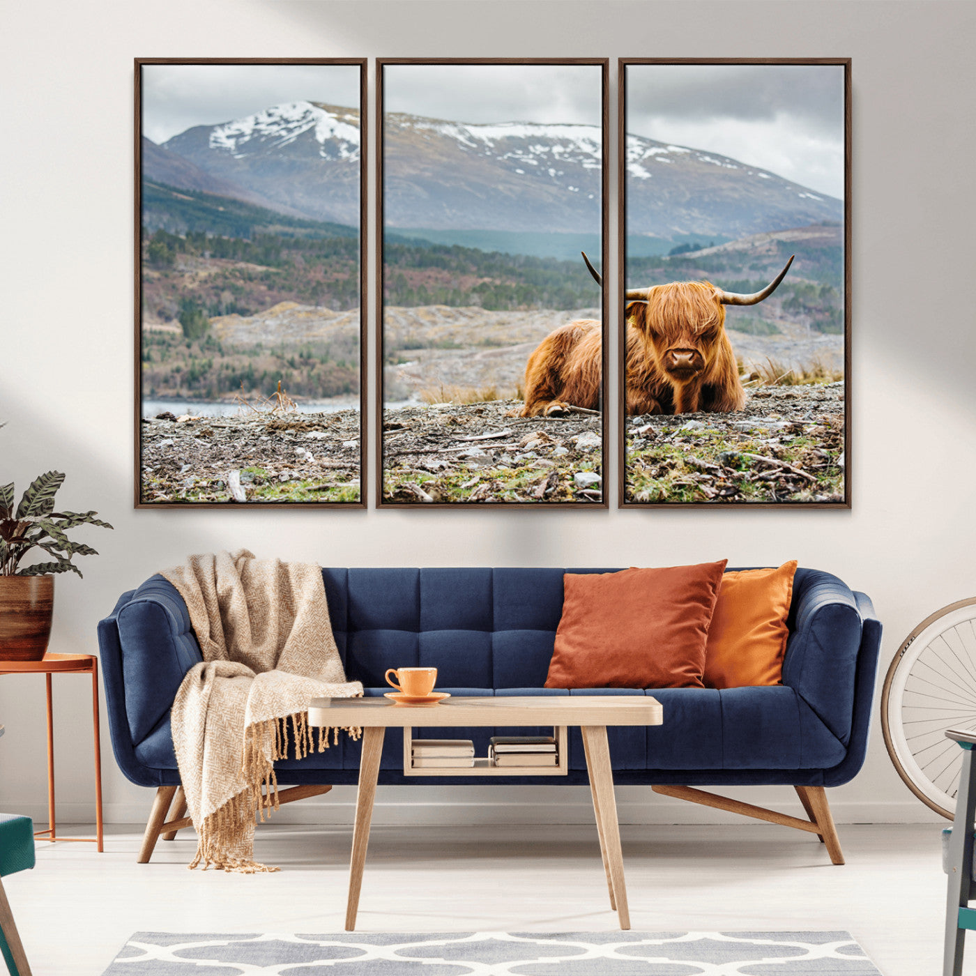 -Highland Cow Horn Farm Wall Art Canvas Print