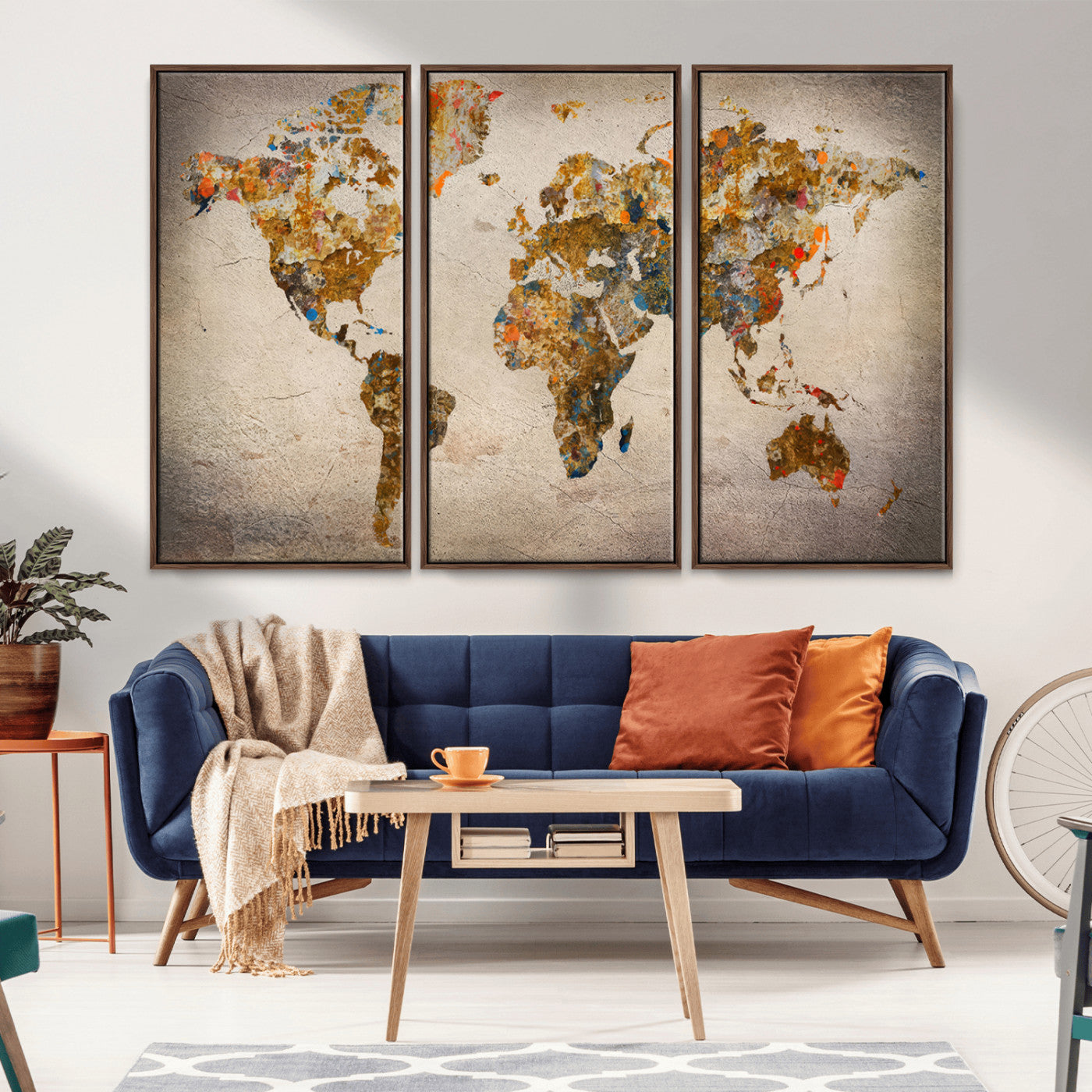 MGV-FC-48X32-3P - Push Pin World Map Canvas Print – Framed Wall Art for Couples to Track Their Travels – Anniversary