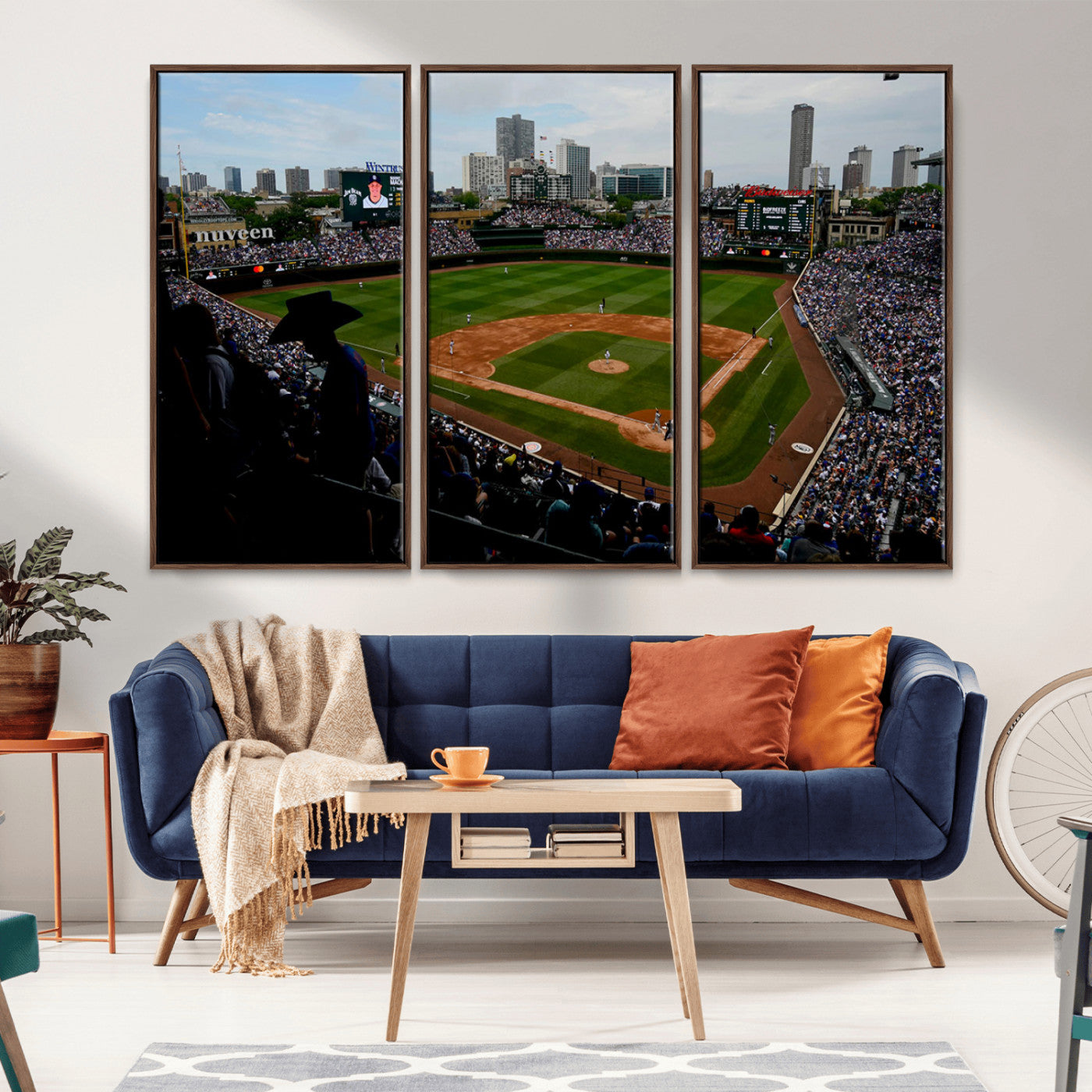 MGV-FC-48X32-3P - Chicago Cubs Baseball Team Print - Wrigley Field Stadium Wall Art Canvas Print