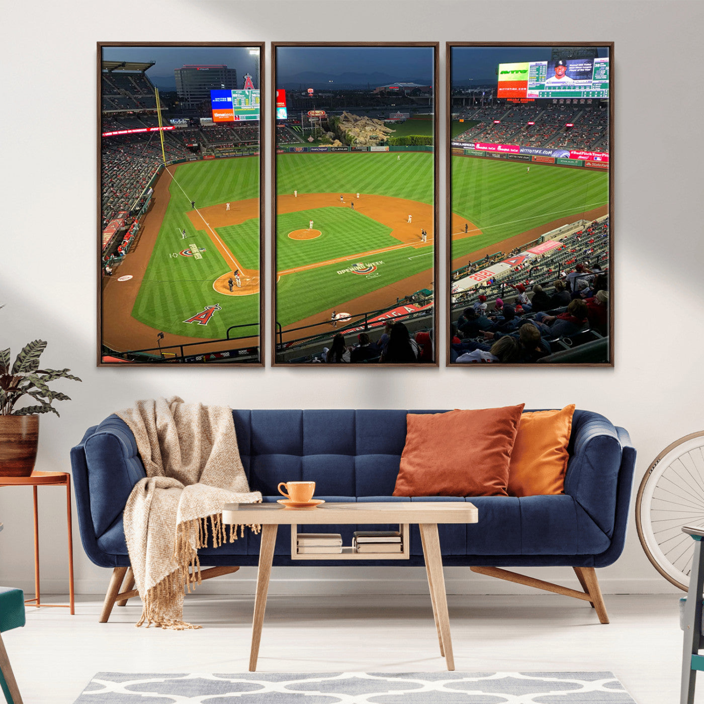 MGV-FC-48X32-3P - Angel Stadium Aerial View – Los Angeles Angels Baseball Canvas Print, Framed, Ready to Hang