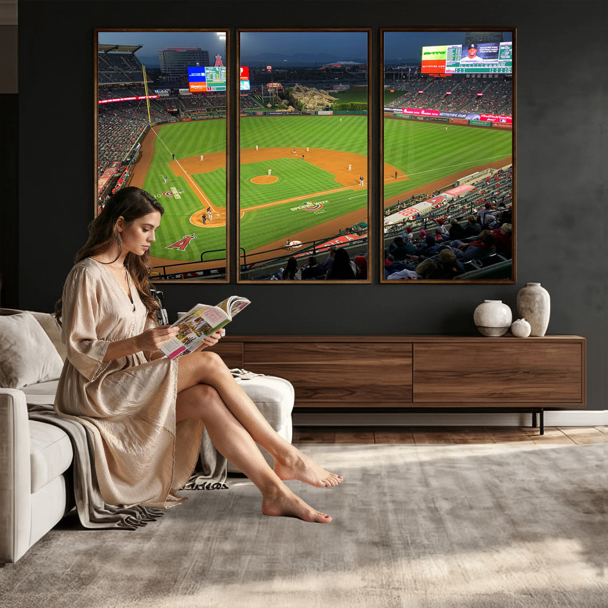 93707-MGV-CV-36X24 - Angel Stadium Aerial Canvas Print | Los Angeles Angels Baseball