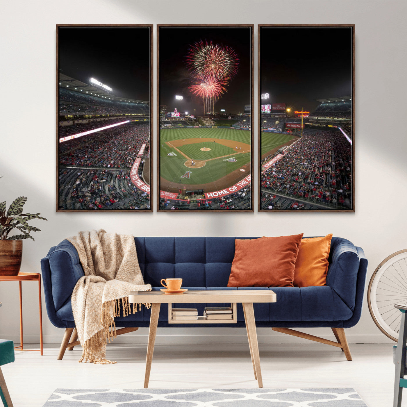 MGV-FC-48X32-3P - Fireworks at Angel Stadium – Los Angeles Angels Night Game Canvas Print, Framed, Ready to Hang