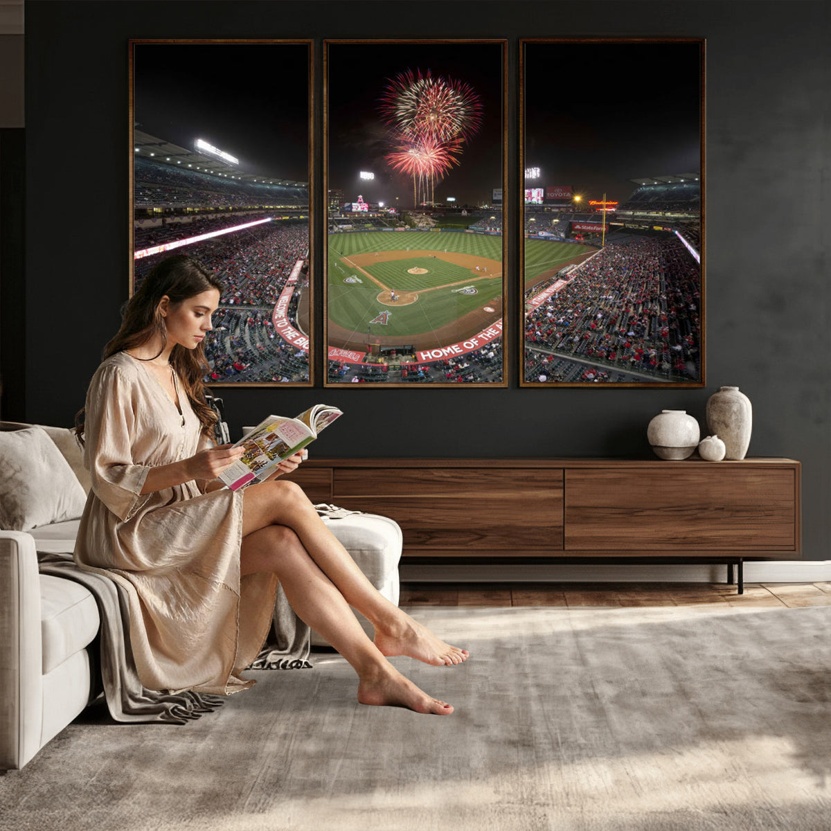 63592-MGV-CV-36X24 - Angel Stadium in Los Angeles Stadium Wall Art Canvas Print