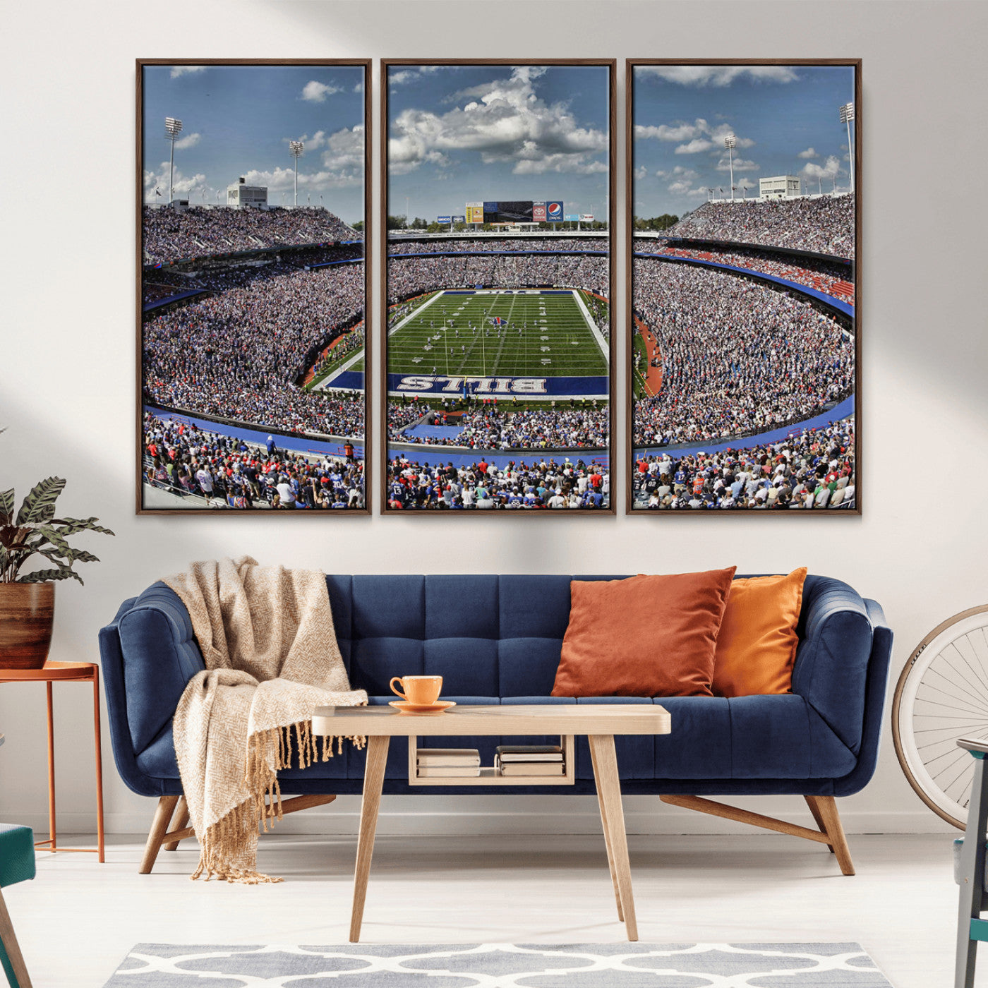 MGV-FC-48X32-3P - Buffalo Bills Highmark Stadium Wall Art Canvas Print - Bills Stadium Game Day Triple Canvas Wall Art - Buffalo Bills NFL Match