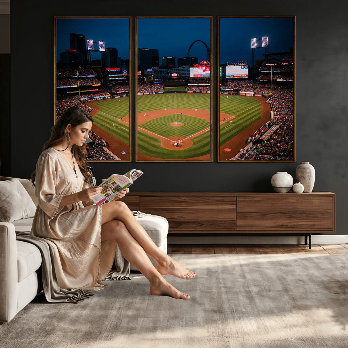 38612-MGV-CV-36X24 - St. Louis Cardinals Baseball Team Print - Busch Stadium Wall Art