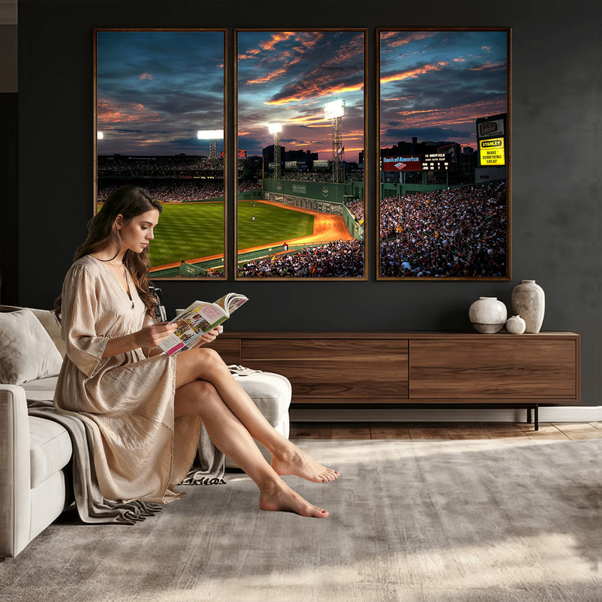 66781-MGV-CV-36X24 - Fenway Park Boston Massachusetts Stadium Wall Art Canvas Print