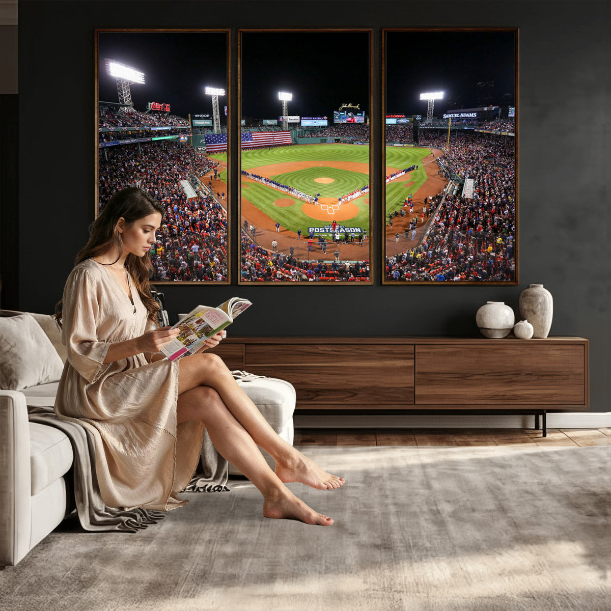 47365-MGV-CV-36X24 - Fenway Park Wall Art Canvas Print | Large Baseball Stadium Canvas for Boston Red Sox Fans