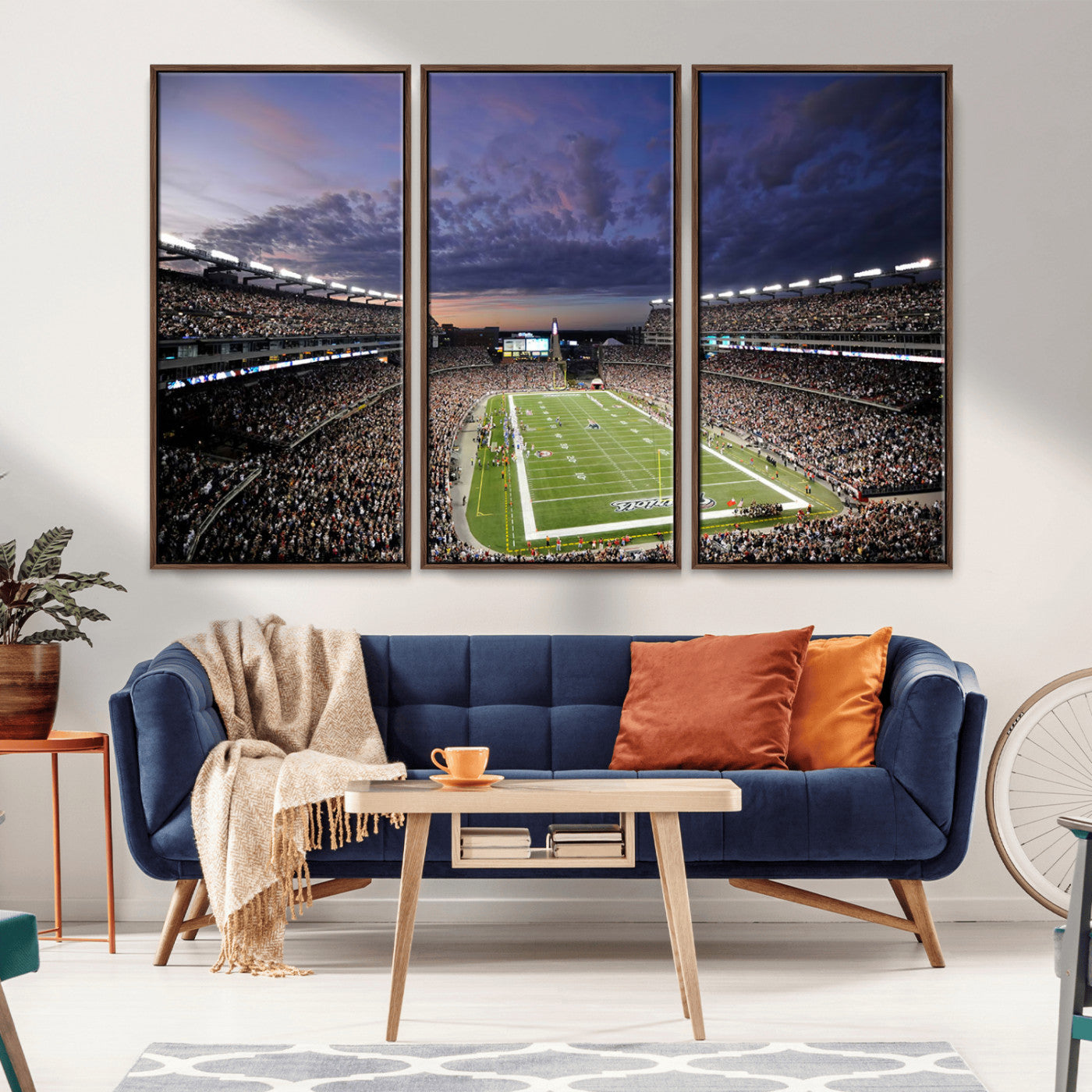 MGV-FC-48X32-3P - New England Patriots Football Team Print - Foxborough Gillette Stadium Wall Art Canvas Print