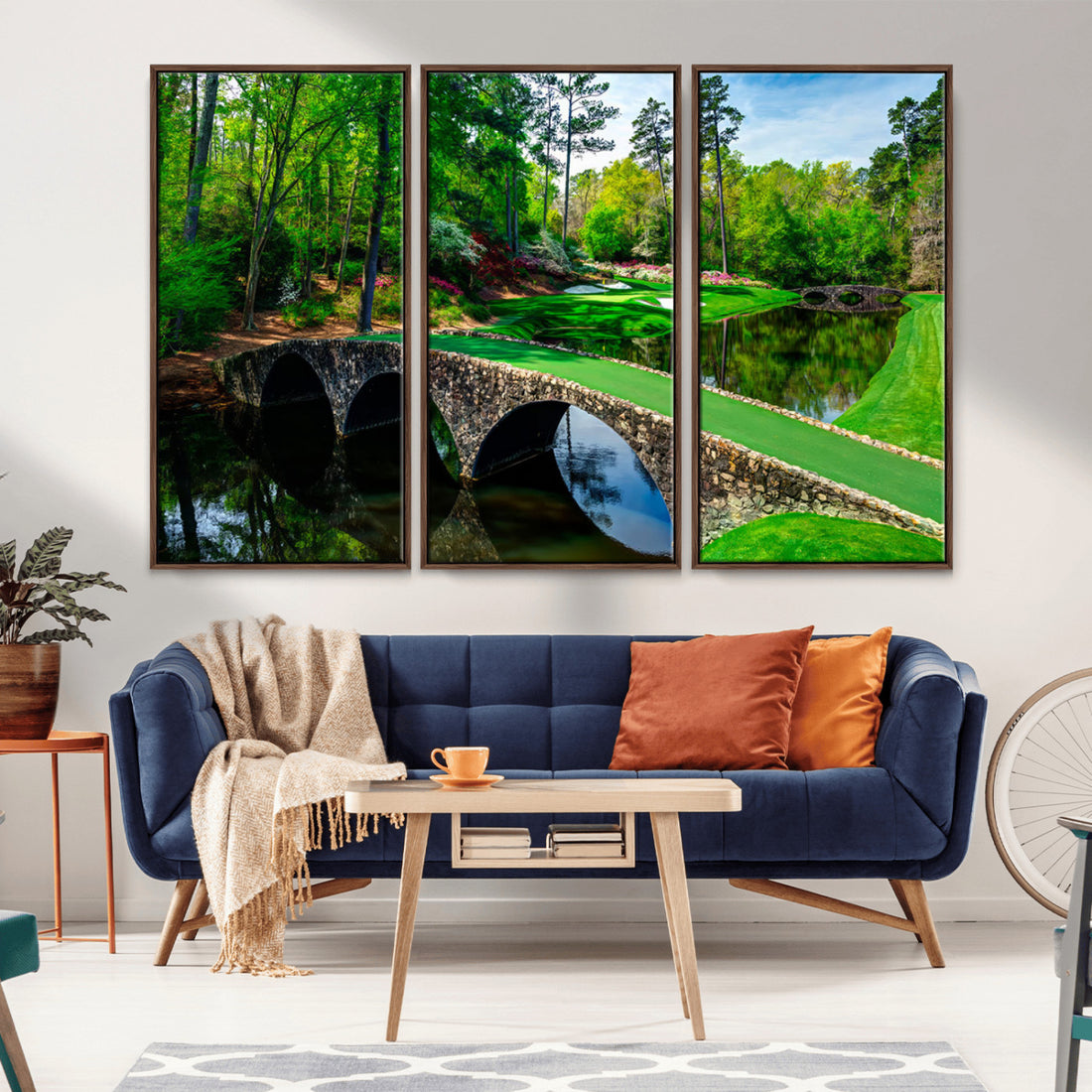 Augusta National Golf Club Wall Art, Panoramic Bridge and Lush Greenery Canvas Print