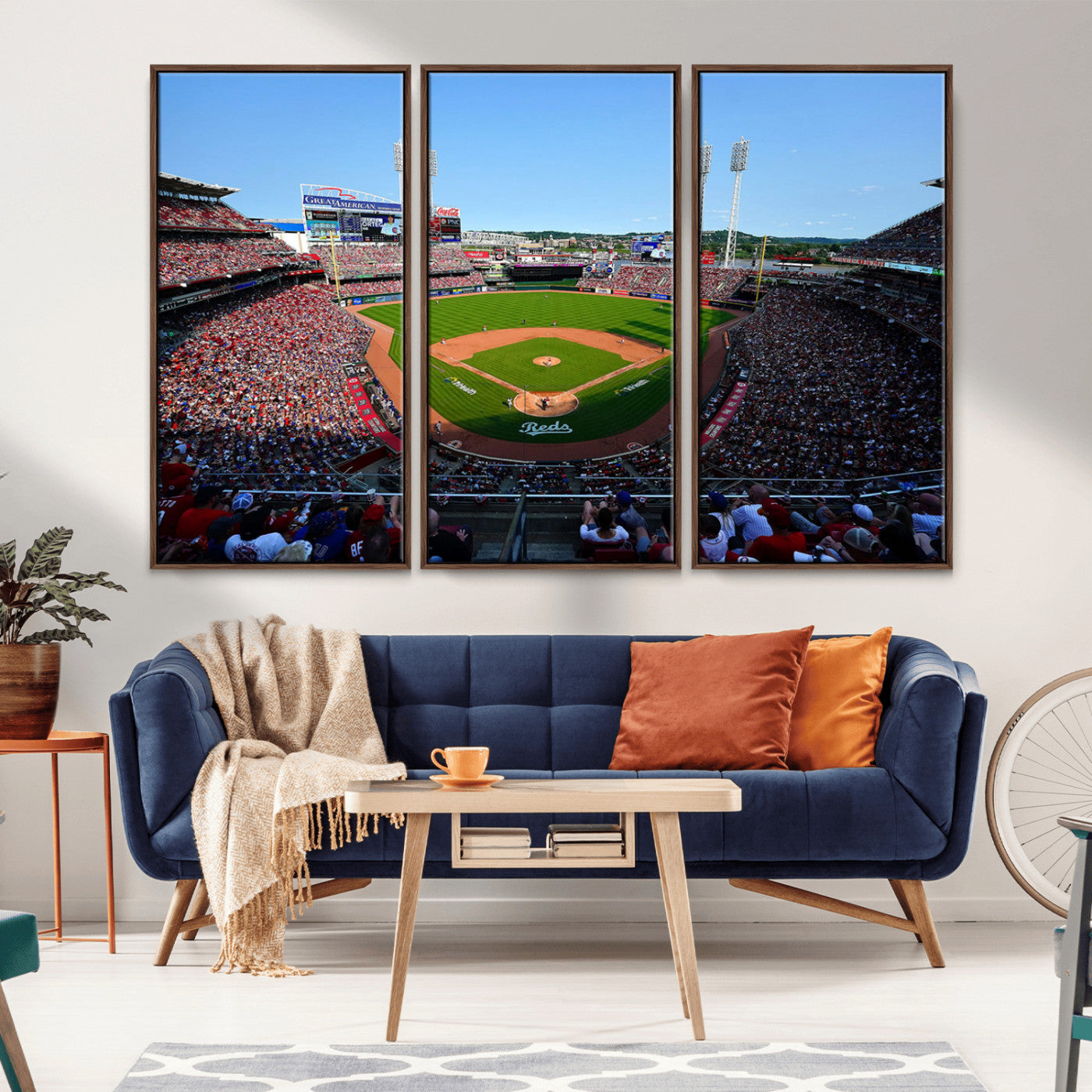MGV-FC-48X32-3P - Cincinnati Reds Baseball Team Print - Great American Ball Park Stadium Wall Art Canvas Print