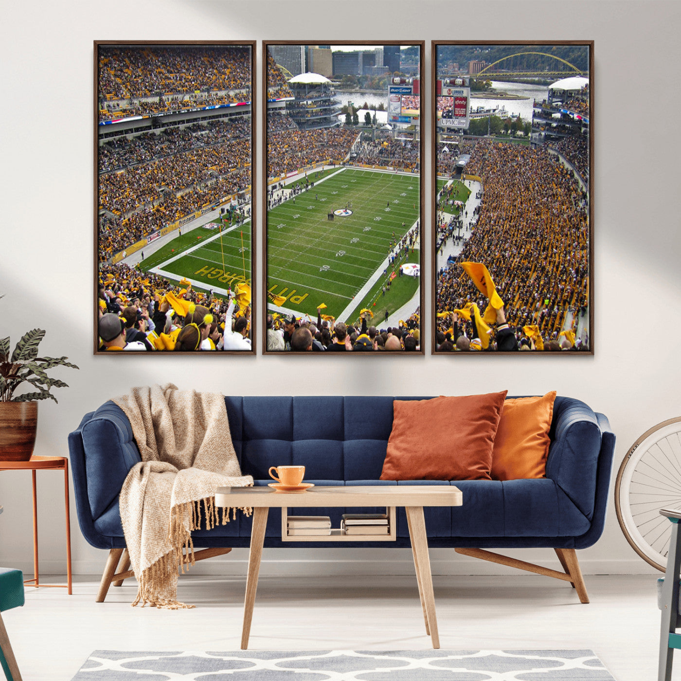 MGV-FC-48X32-3P - Pittsburgh Steelers Football Team Print - Pittsburgh Heinz Field Stadium Wall Art Canvas Print