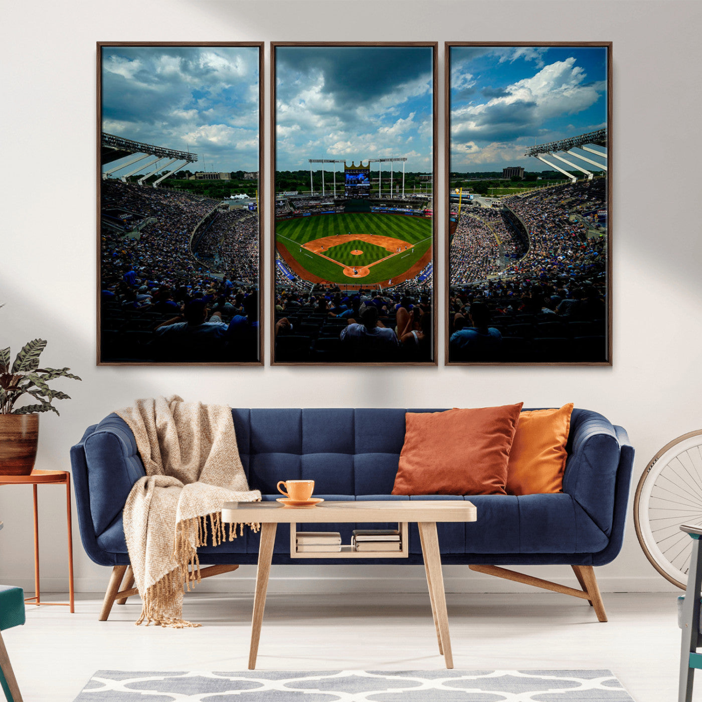 MGV-FC-48X32-3P - 3-Panel Kauffman Stadium Wall Art Print | Large Kansas City Royals Baseball Canvas Print for Sports