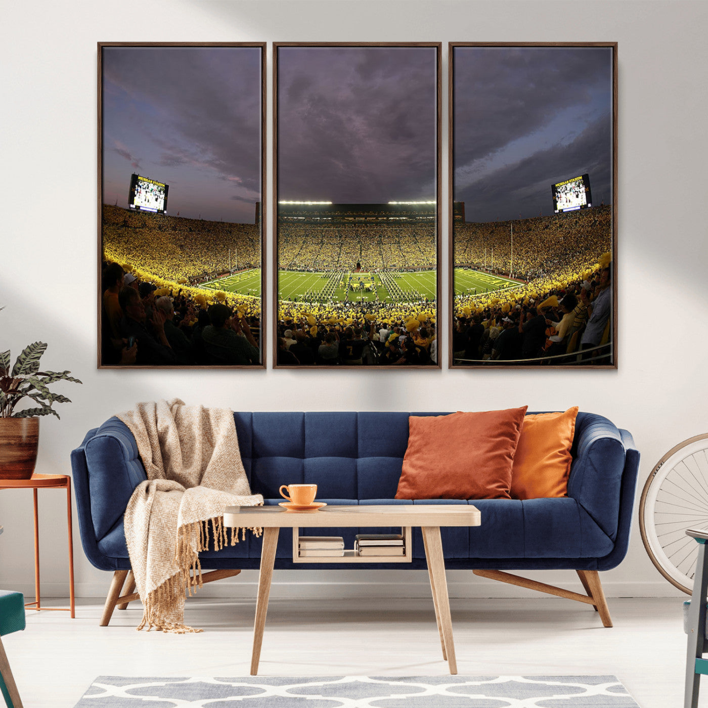 MGV-FC-48X32-3P - Michigan Wolverines Football Team Print - Michigan Stadium Wall Art Canvas Print