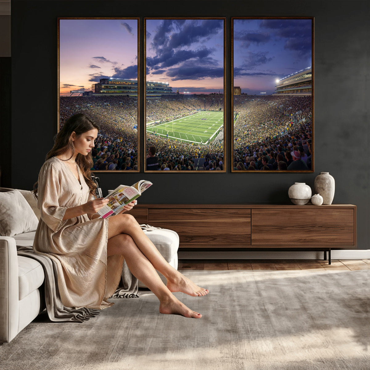 50825-MGV-CV-36X24 - Notre Dame Fighting Irish Football Team Print, Notre Dame Stadium Wall Art Canvas Print