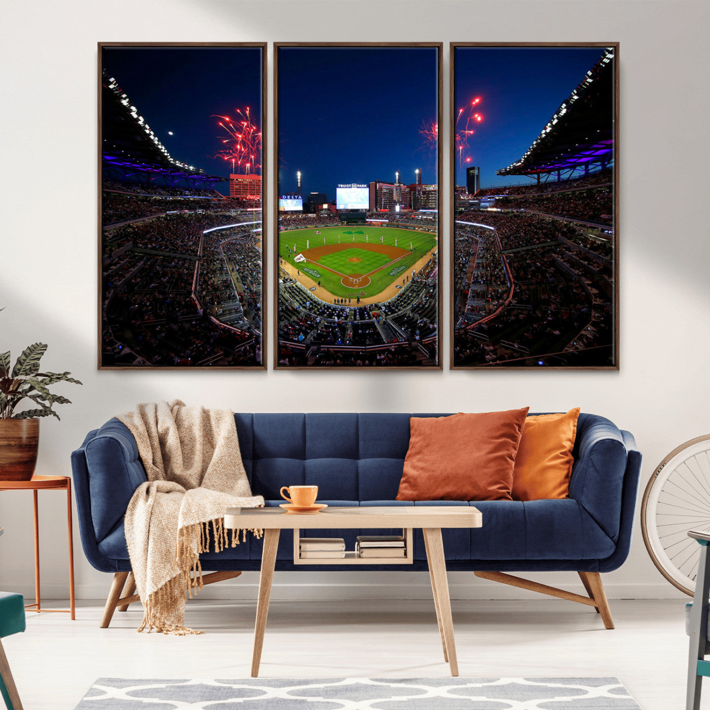 MGV-FC-48X32-3P - Truist Park Atlanta Braves Baseball Stadium Wall Art Print | Large 3-Panel Canvas Print for Sports