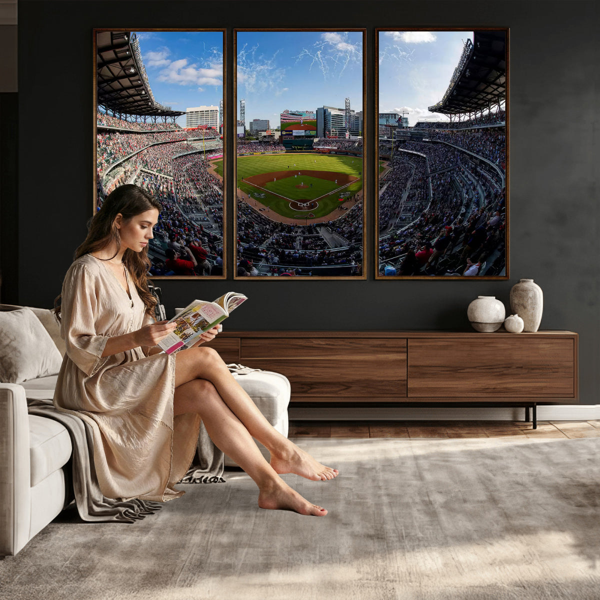 78608-MGV-CV-36X24 - Truist Park Stadium Canvas Wall Art, Atlanta Braves Game Day Decor