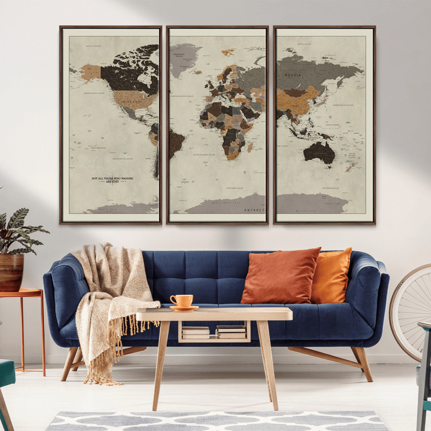 MGV-FC-48X32-3P - Push Pin World Map Canvas Print – Framed Wall Art for Couples to Track Their Travels – Anniversary