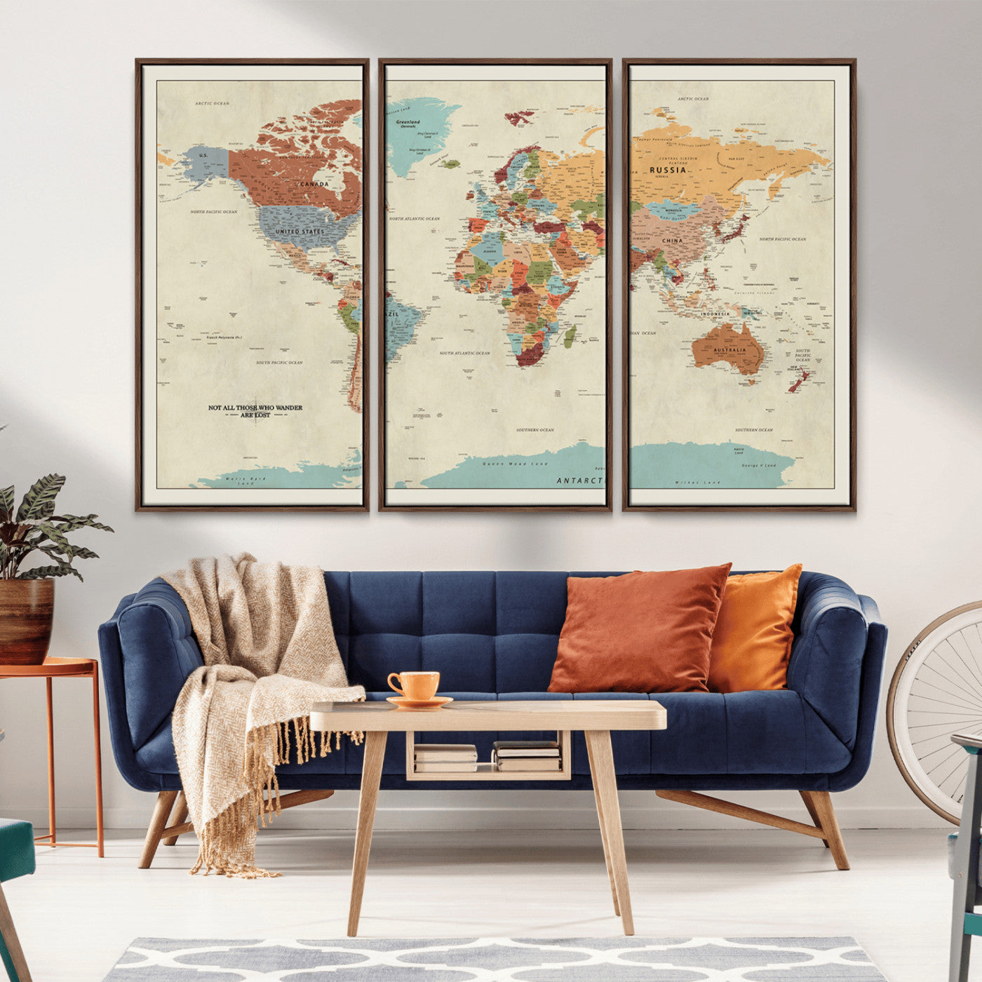 MGV-FC-48X32-3P - Push Pin World Map Canvas Print – Framed Wall Art for Couples to Track Their Travels – Anniversary