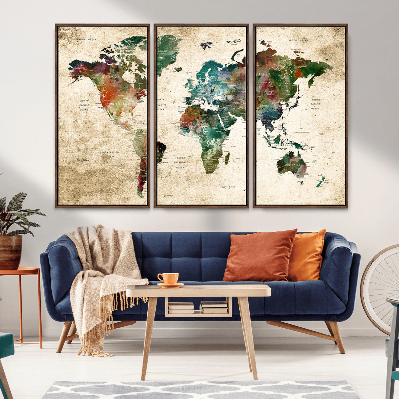 45128-MGV-CV-36X24-Push Pin World Map Canvas Print – Framed Wall Art for Couples to Track Their Travels – Anniversary Gift or Home Adventure Decor
