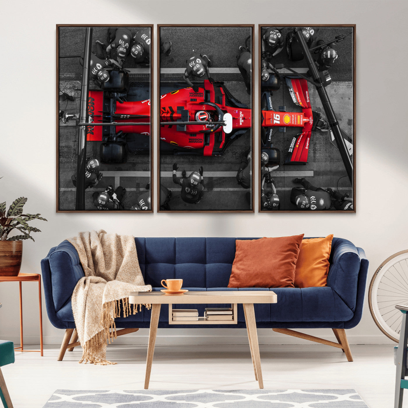 MGV-FC-48X32-3P - Ferrari Pit Stop Canvas Wall Art – Precision and Speed Captured in Bold Motorsport Imagery – Ready