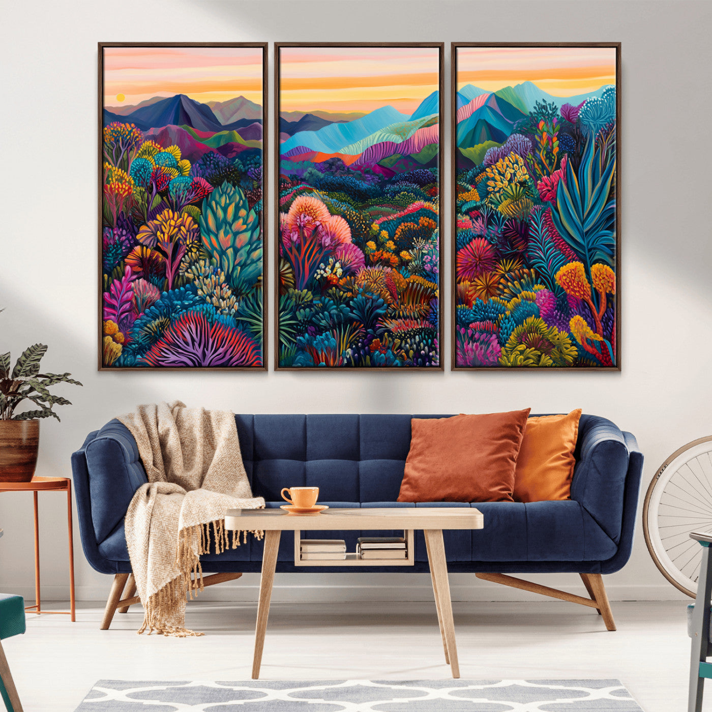 MGV-FC-48X32-3P - Colorful Abstract Landscape Wall Art Print Canvas - Vibrant Modern Decor for Living Room, Office, or
