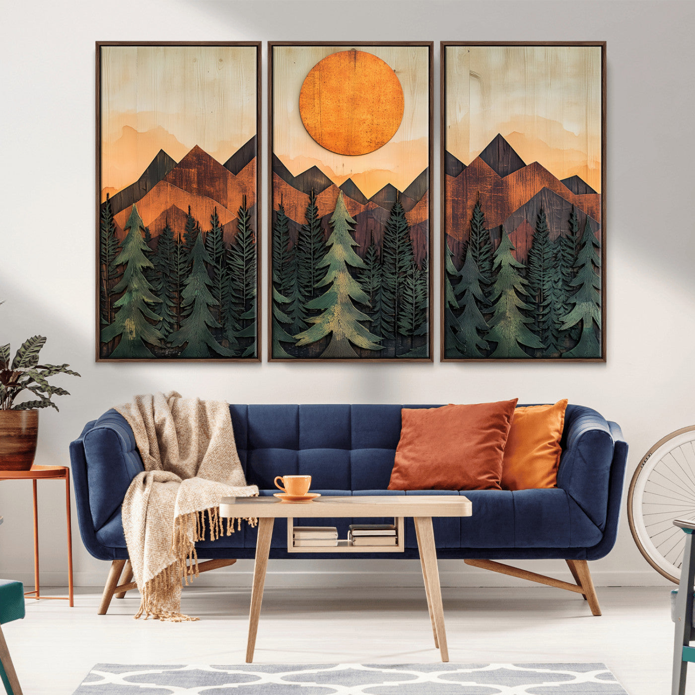 MGV-FC-48X32-3P - Sunset Mountain Landscape Canvas Wall Art Print - Nature Decor for Living Room, Office
