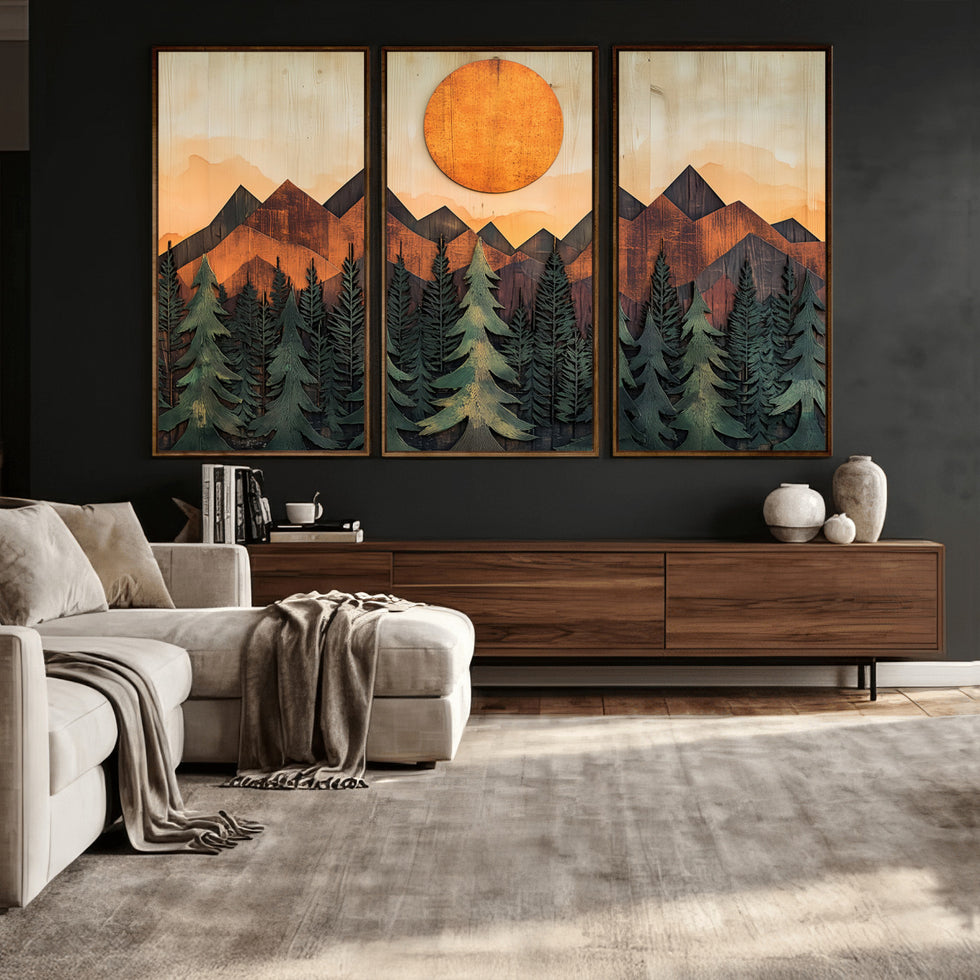 Sunset Mountain Landscape Canvas Wall Art Print - Nature Decor for ...
