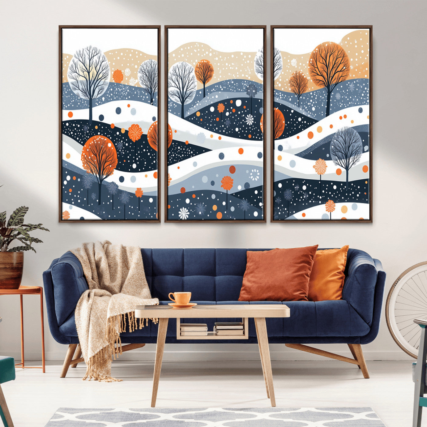 MGV-FC-48X32-3P - Abstract Winter Landscape Canvas Wall Art Print -  Large Colorful Nature Wall Decor