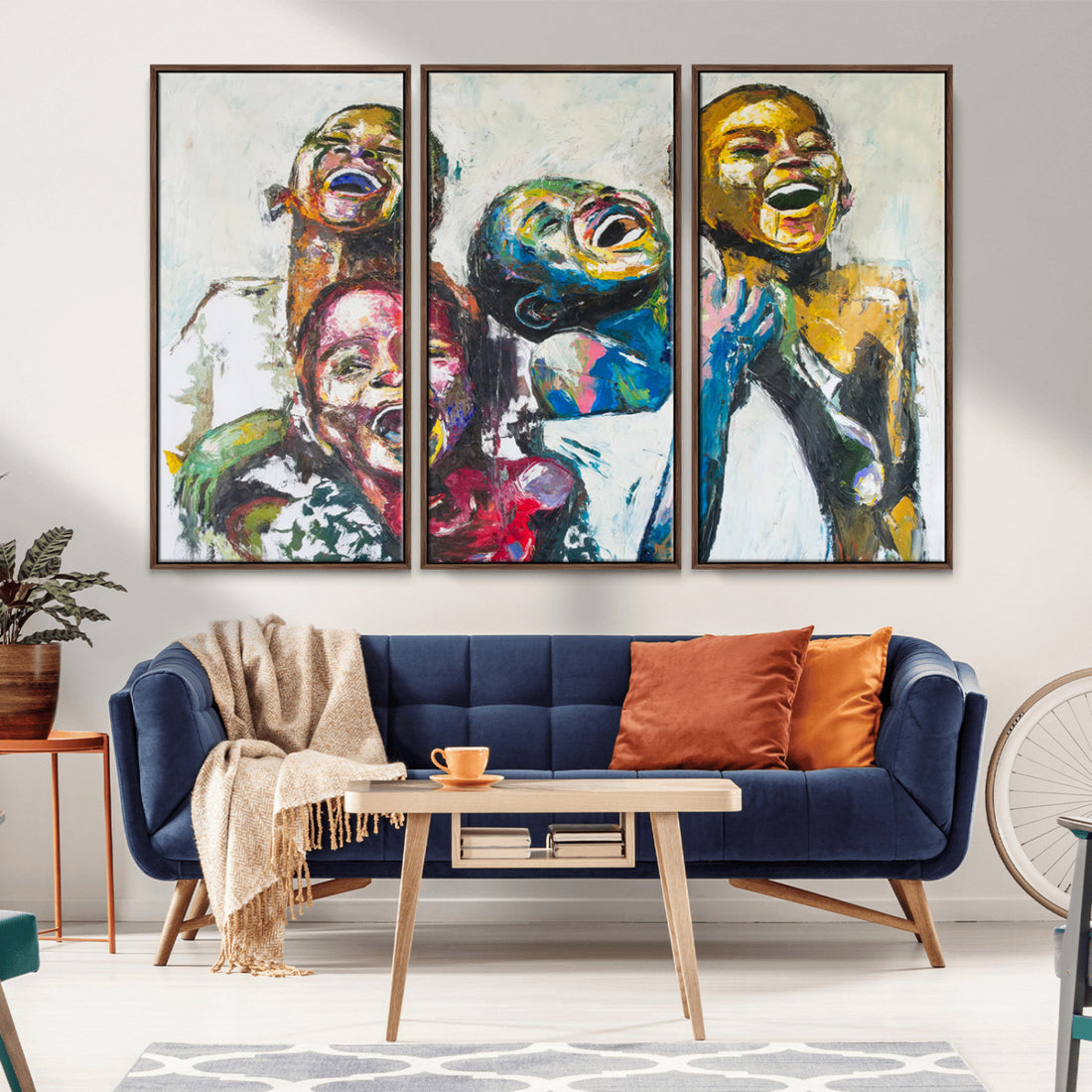 Shai Yossef Style Canvas Art - Joyful African Black Kids Painting Print with Vibrant Brushstrokes