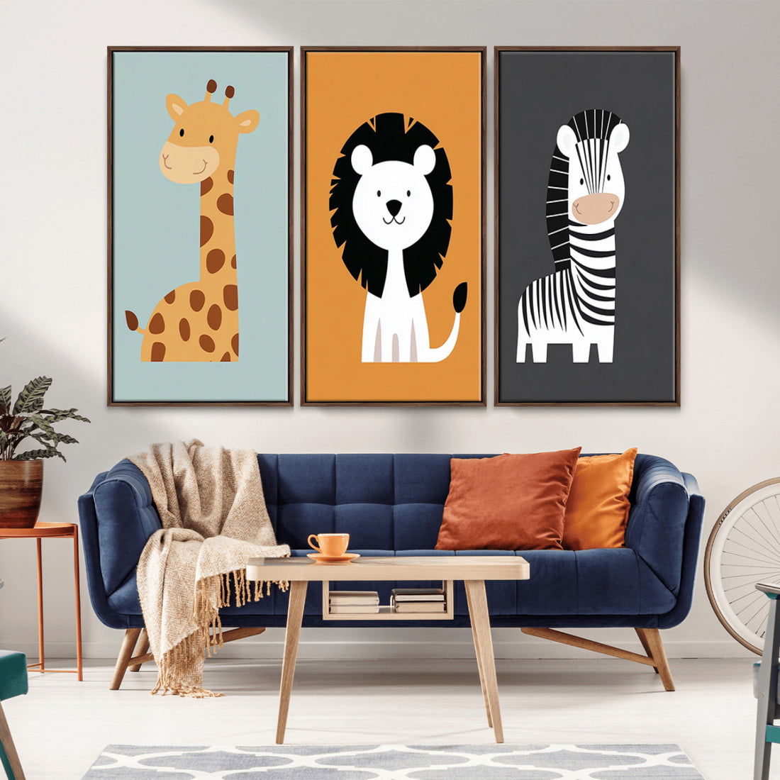 Boho Jungle Animal Nursery Wall Art Prints, Safari Decor in Earth Tones