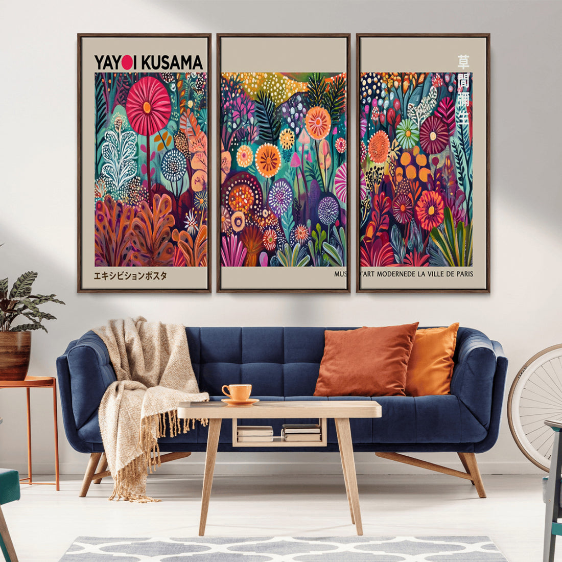 Yayoi Kusama Wall Art Canvas Print, Abstract Art, Large Framed Wall Art Print, Japanese Wabi Sabi Gallery Wall Art