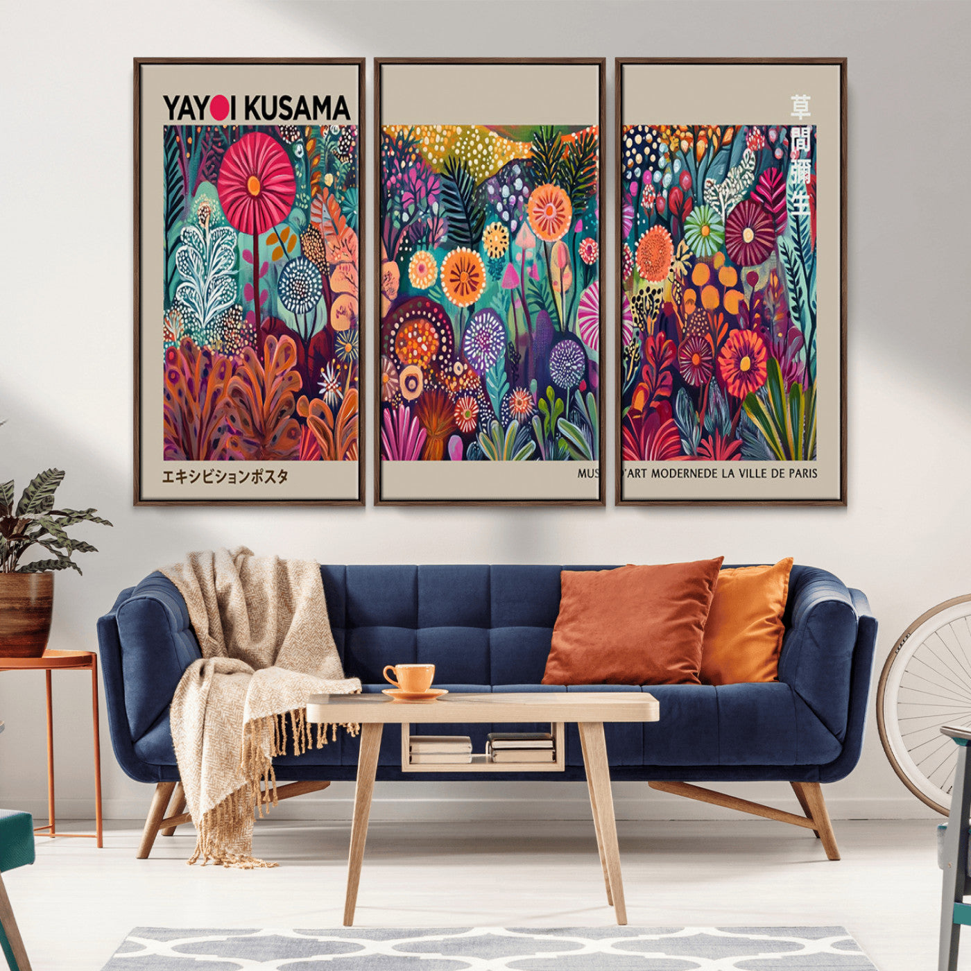 MGV-FC-48X32-3P - Yayoi Kusama Wall Art Canvas Print, Abstract Art, Large Yayoi Kusama Framed Wall Art Print, Japanese