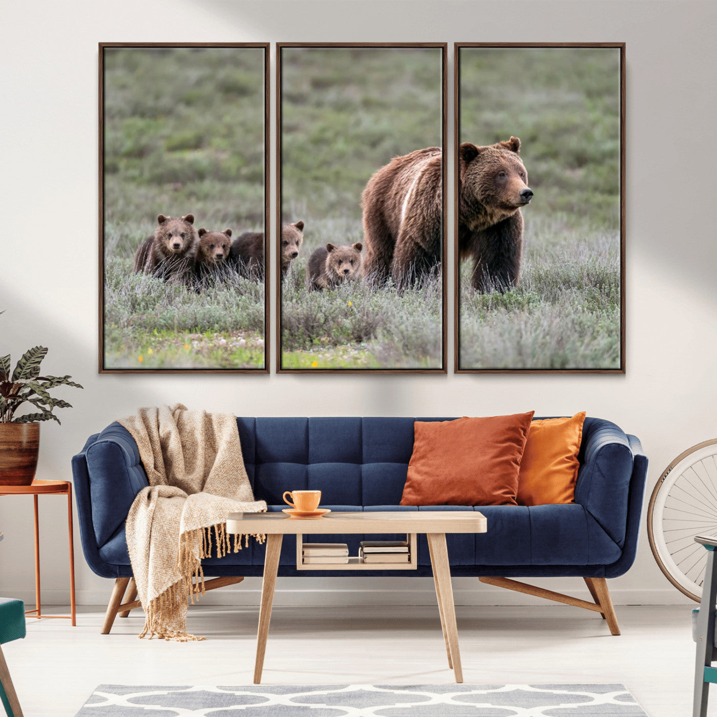 MGV-FC-48X32-3P - Wildlife Photography of 399 Grizzly Bear Cubs | Queen of the Tetons Canvas Wall Art Print