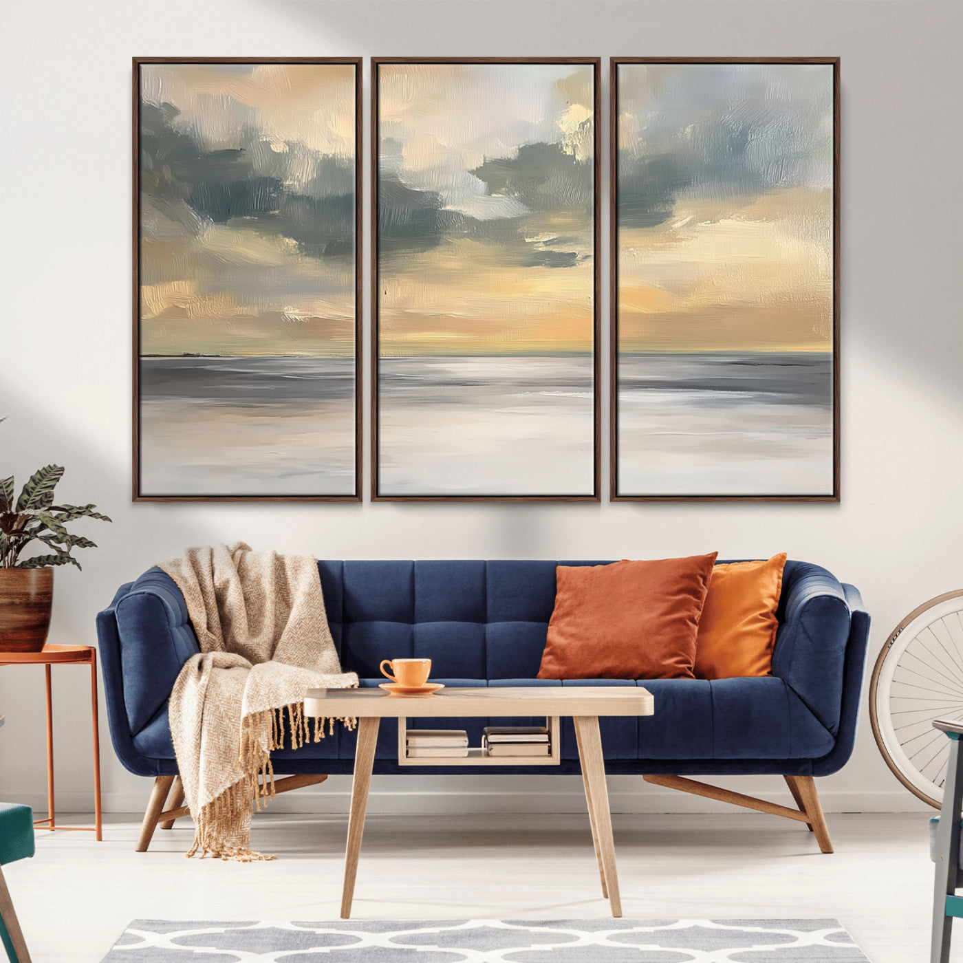 MGV-FC-48X32-3P - Modern Coastal Artwork with Vibrant Abstract Ocean Waves Wall Art Canvas Print for Contemporary