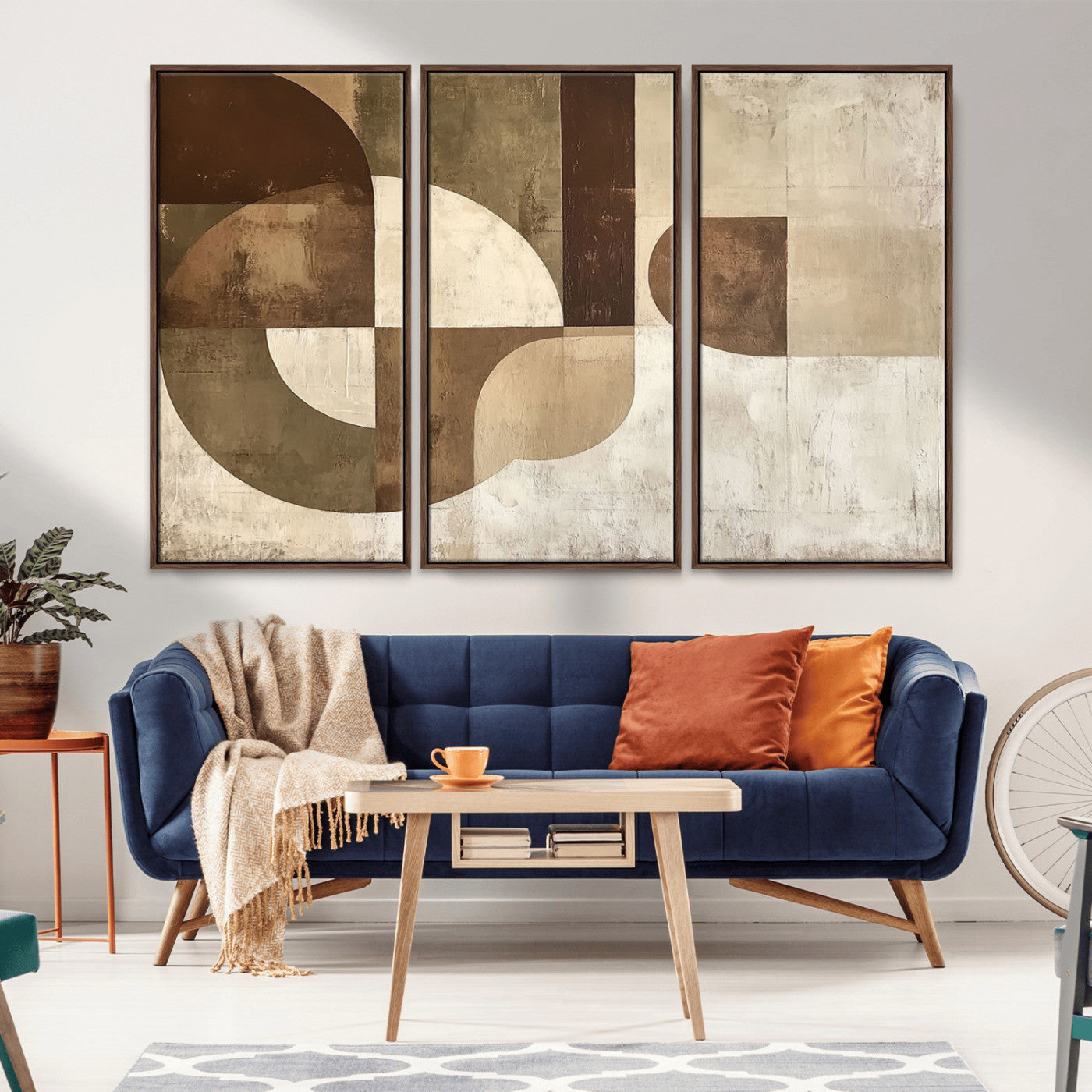 MGV-FC-48X32-3P - Wabi Sabi Geometric Wall Art | Abstract Modern Minimalist Canvas Print with Neutral Mid Century Art