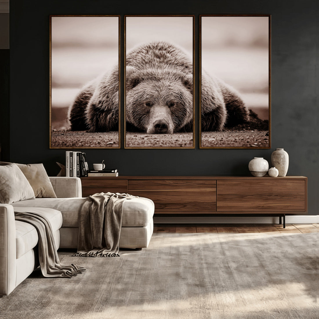 Grizzly Bear Wall Art Print, Bear Canvas Wall Art, Rustic Decor