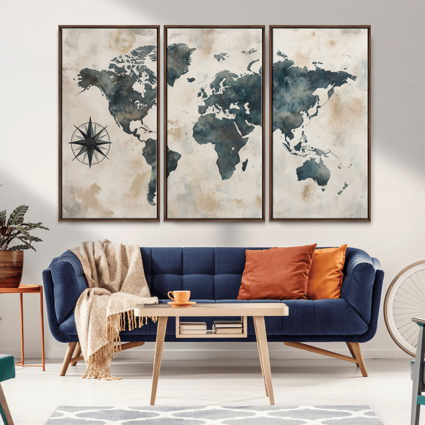 MGV-FC-48X32-3P - Push Pin World Map Canvas Print – Framed Wall Art for Couples to Track Their Travels – Anniversary